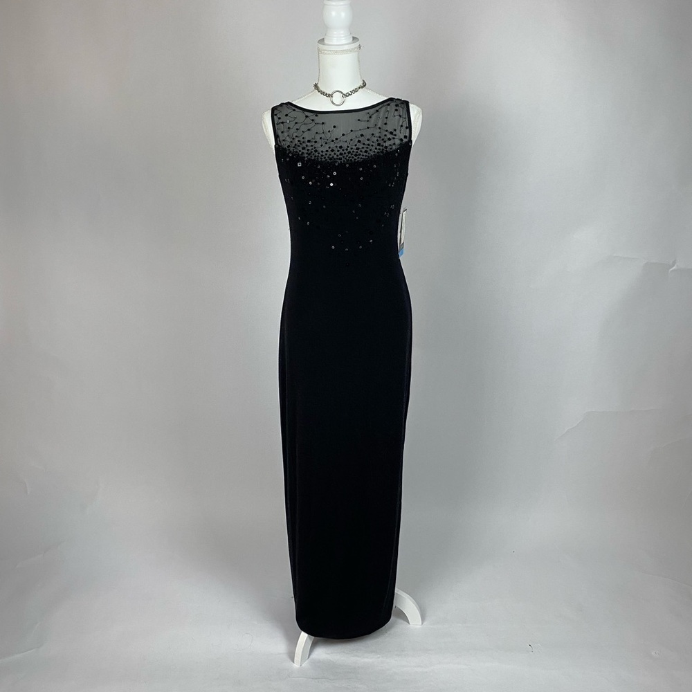 Elegant Black Vintage Beaded Evening Gown